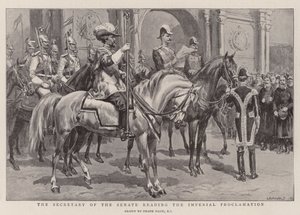 El Secretario del Senado leyendo la Proclamación Imperial